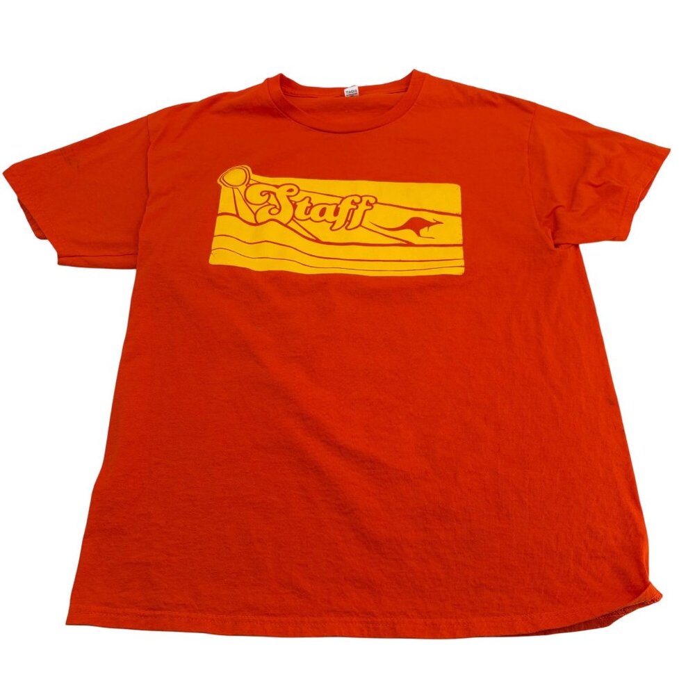 Fruit Of The‎ Loom Staff Kangaroo Graphic T-Shirt Large Orange Short Sleeve